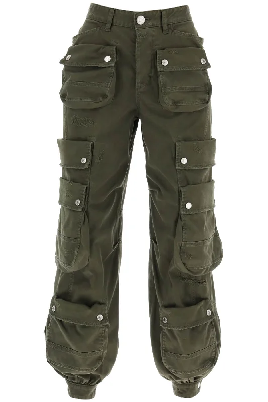 Dsquared2 wide leg cargo pants S75KB0361 S39021 MILITARY GREEN Comfortable Denim Pants
