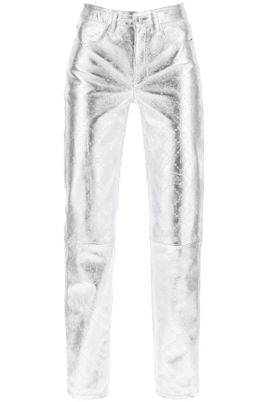 Marine serre moonogram pants in laminated leather WPA085 CLEA0027 SILVER Sleek Black Pants Marine serre moonogram pants in laminated leather WPA085 CLEA0027 SILVER Sleek Black Pants