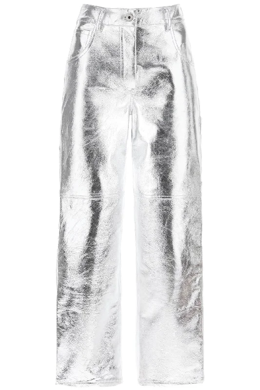 sterling pants in laminated leather 715INT PS24 ALUMINUM Soft Cotton Pants