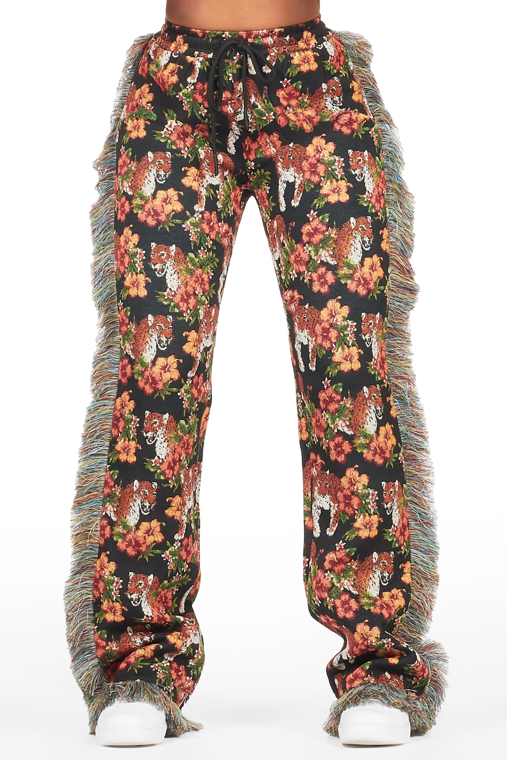Alexsia Black Tapestry Stacked Pant Comfortable Jogging Pants