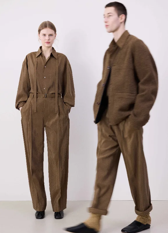 BELTED RELAXED PANTS Comfortable Pleated Pants