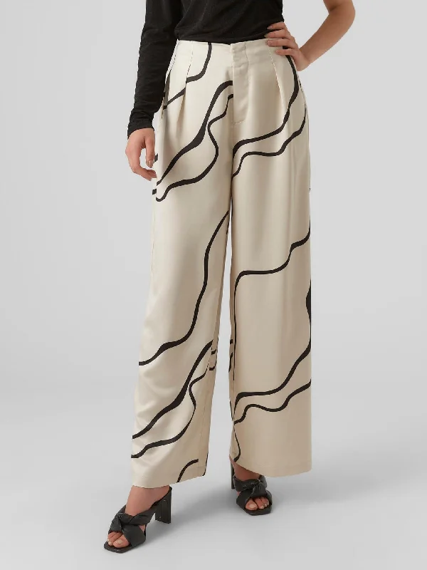 Γυναικεία παντελόνα VMMERLE HW WIDE PANTS 10295435 | 10295435 Chic Wool Trousers