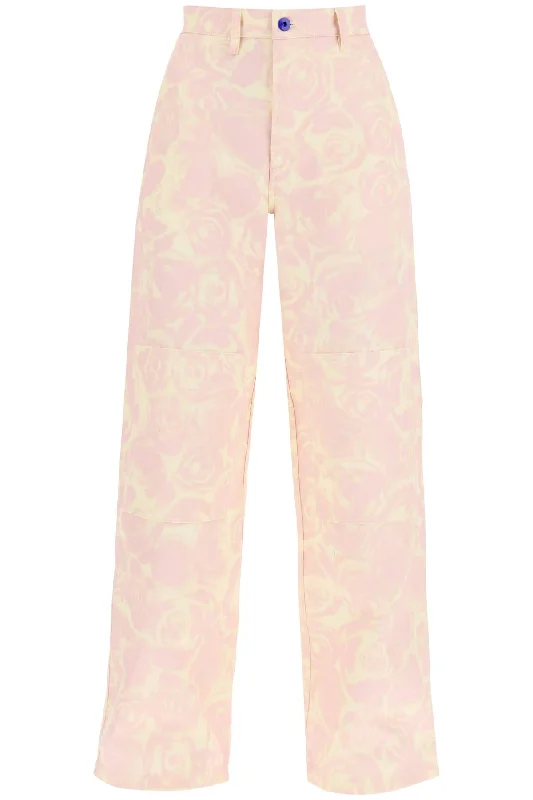 rose print canvas workwear pants 8083596 CAMEO IP PATTERN Casual Yoga Pants