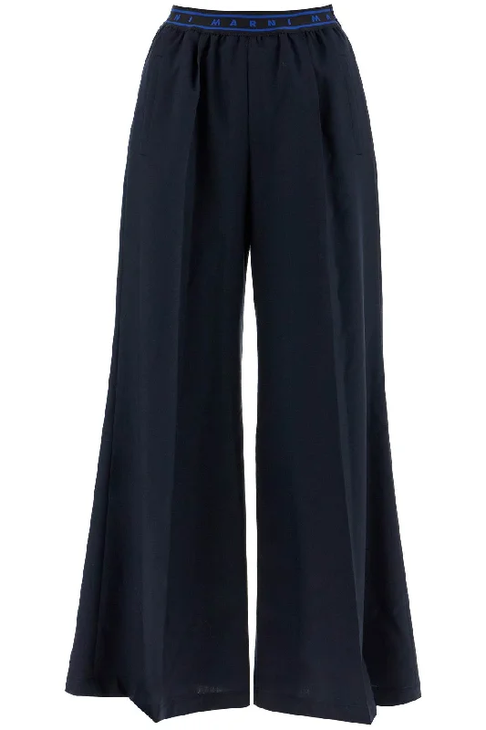 tropical wool palazzo pants for PAMA0428U2 TW839 BLUBLACK Fashionable Tapered Leg Pants