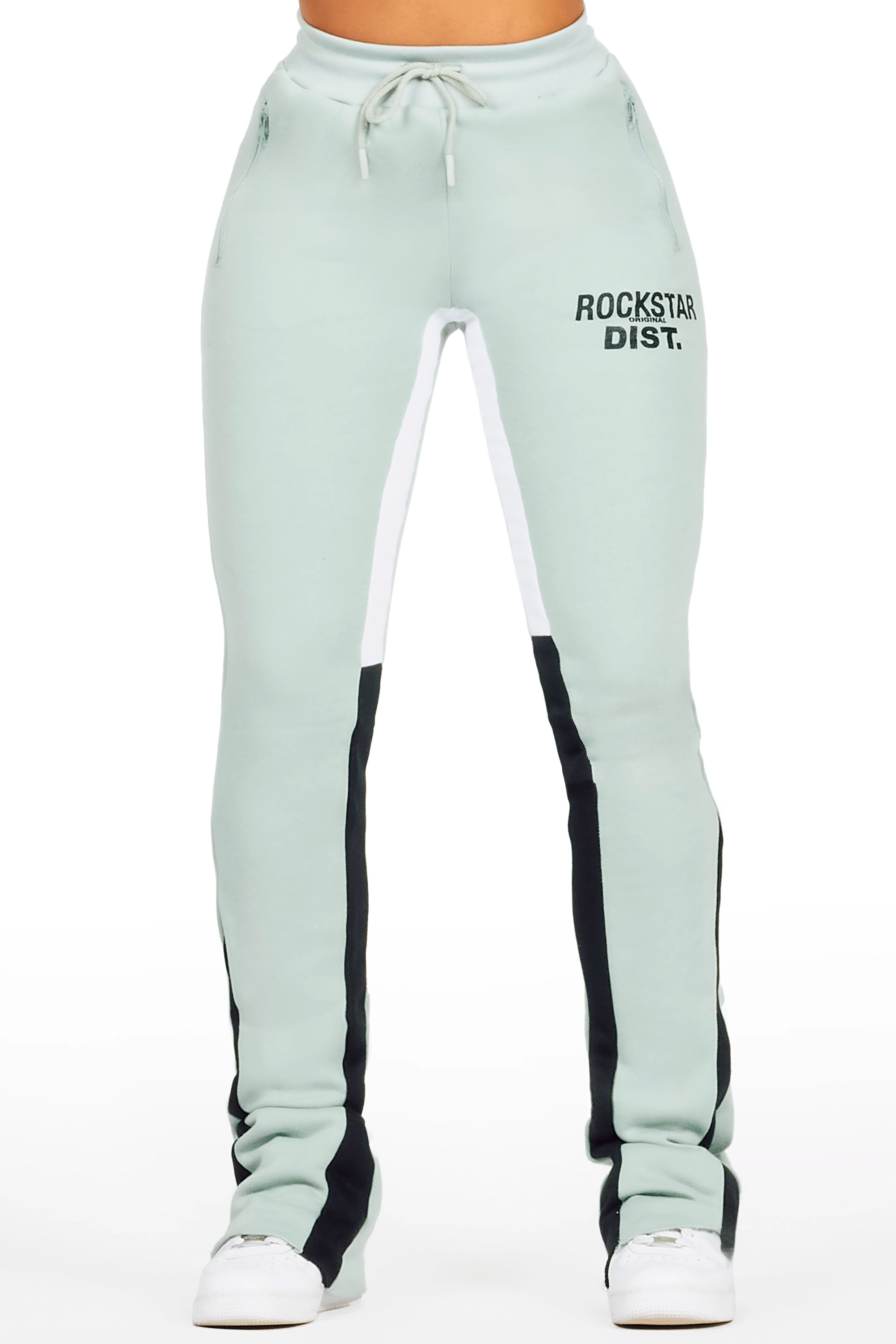 Britini Sage Stacked Track Pant Classic Stretch Pants