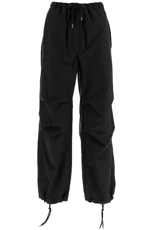 cotton blend parachute pants for men AK0824 BLACK Relaxed Casual Leggings