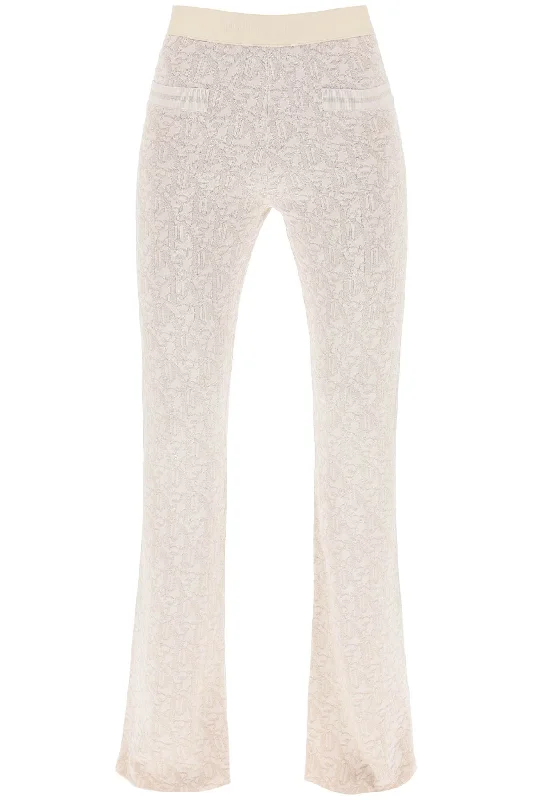 monogram pants in lurex knit PWHG026R24KNI001 OFF WHITE BEIGE Comfy Athletic Pants