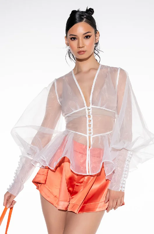 AMBROSIA PEPLUM ORGANZA BLOUSE Gathered Detail Blouse
