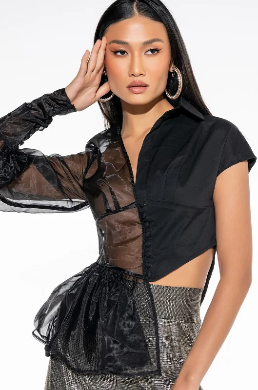 AVANT GUARDED ASYMMETRICAL BLOUSE Wrap Front Blouse