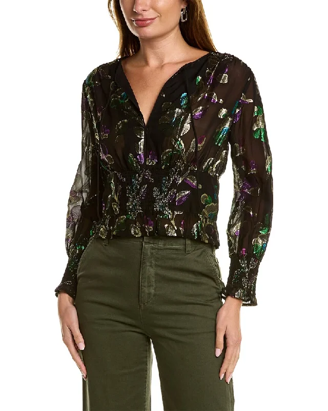 ba&sh Metallic Fil Coup Blouse Business Casual Blouse