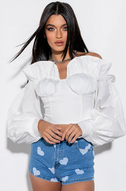 BIGGEST FAN RUFFLE DETAIL BLOUSE Silky Tunic Blouse