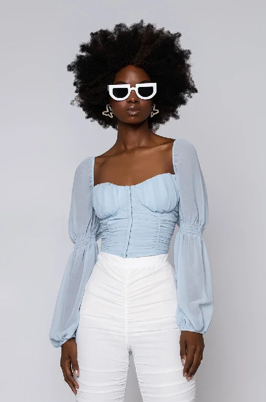 BLUE SKIES LONG SLEEVE BLOUSE LIGHT BLUE Modern Work Blouse