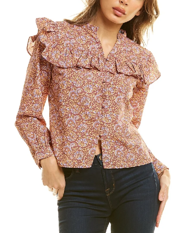 Celina Moon Ruffle Blouse Classic Striped Blouse
