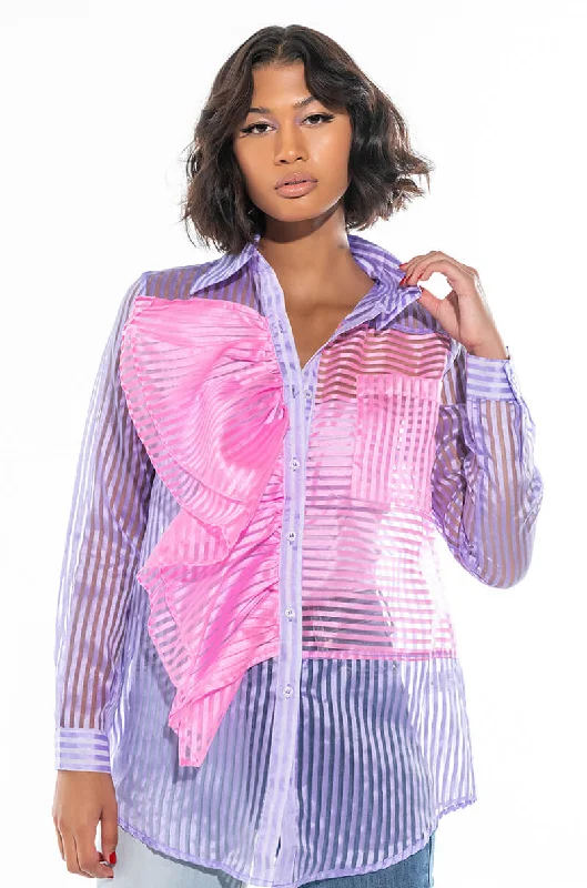 COTTON CANDY LONG SLEEVE BLOUSE Slim Fit Blouse