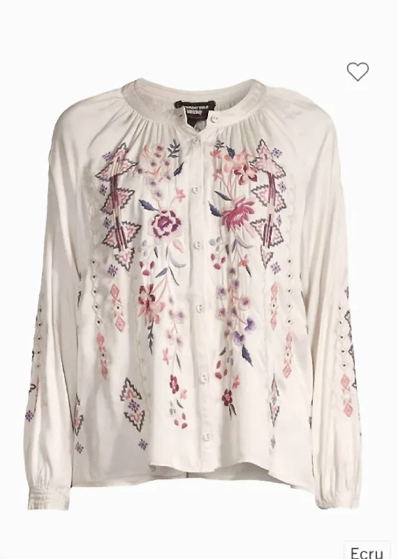 Curacao Poet Blouse In Ecr Feminine Ruffle Blouse