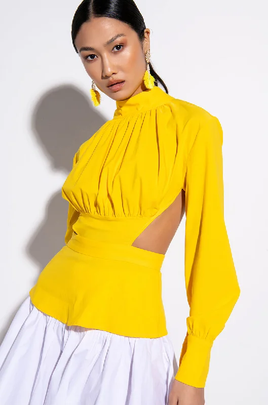 DAISY OPEN BACK LONG SLEEVE BLOUSE Semi-Sheer Blouse