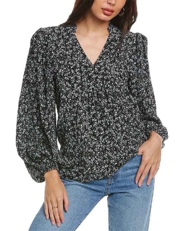 Elie Tahari Silk Blouse Flowy Bohemian Blouse