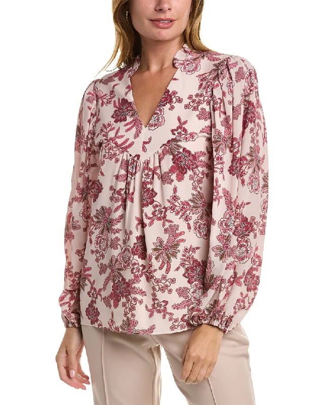 Elie Tahari Silk Blouse Lightweight Floral Blouse