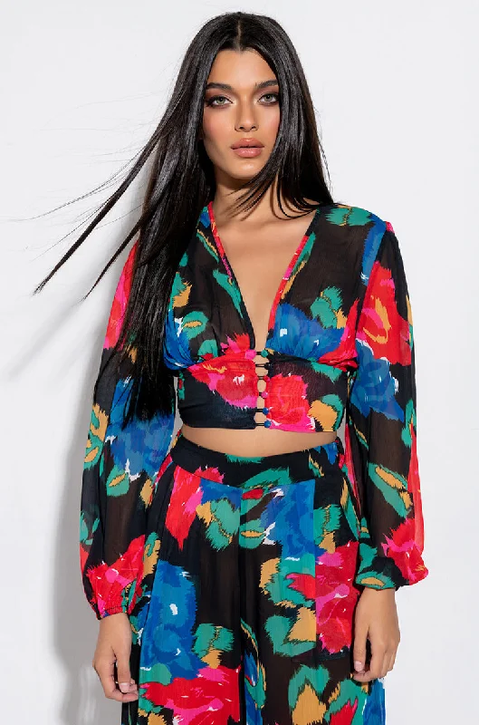 ELISABETTA BUTTON FRONT LONG SLEEVE BLOUSE Balloon Sleeve Blouse