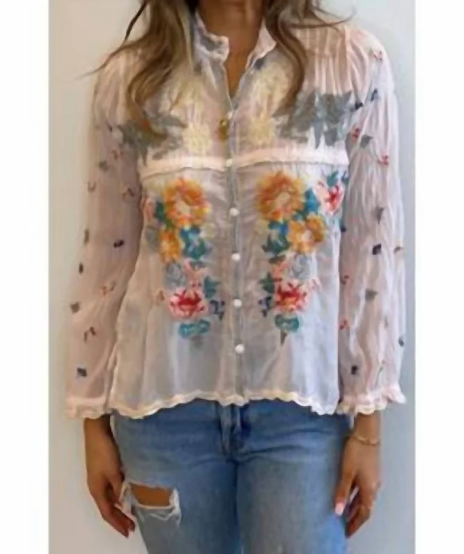 Ezra Blouse In Lily Sleeveless Chiffon Blouse