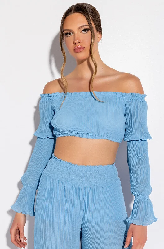 IT WAS FUN CROP BLOUSE Elegant Semi-Sheer Blouse