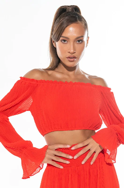 IT WAS FUN CROP BLOUSE RED Modern Work Blouse