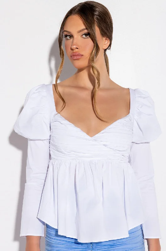 JASMINE PEPLUM PUFF SLEEVE BLOUSE Polished Work Blouse
