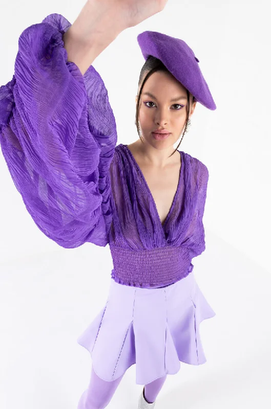KAHANU FLOWY CHIFFON BLOUSE Satin Long Blouse