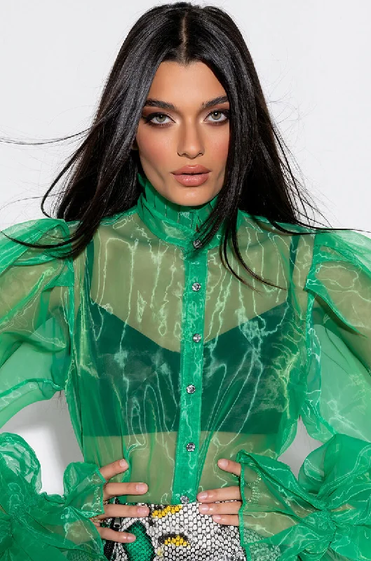 LADY LIKE PUFF SLEEVE BLOUSE Semi-Sheer Blouse