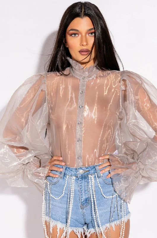 LADY LIKE PUFF SLEEVE BLOUSE Oversized Silk Blouse