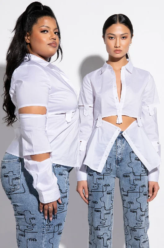 LUCY DECONSTRUCTED BUTTON DOWN BLOUSE Peter Pan Blouse