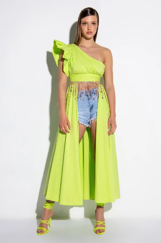 MAKE AN ENTRANCE ONE SHOULDER HIGH LOW BLOUSE Feminine Pastel Blouse