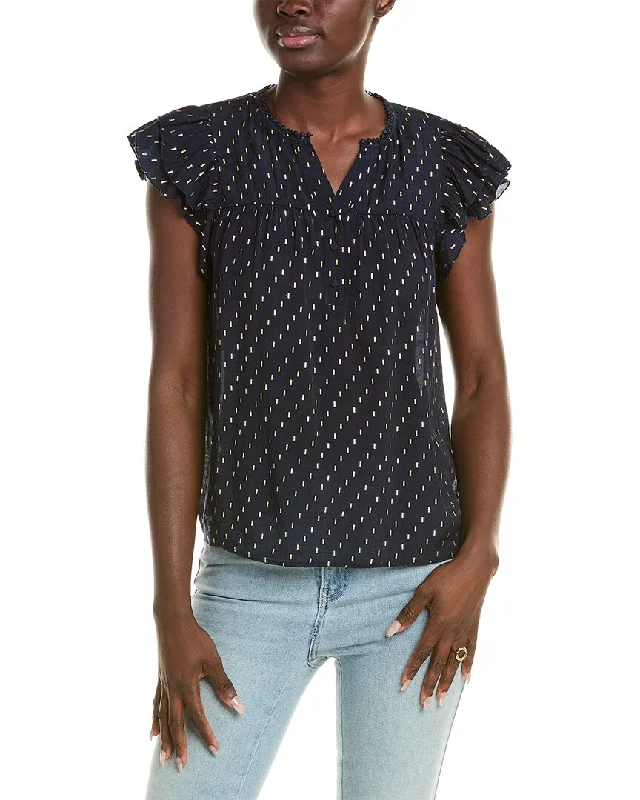 Nanette Nanette Lepore Foil Dash Blouse Textured Cotton Blouse