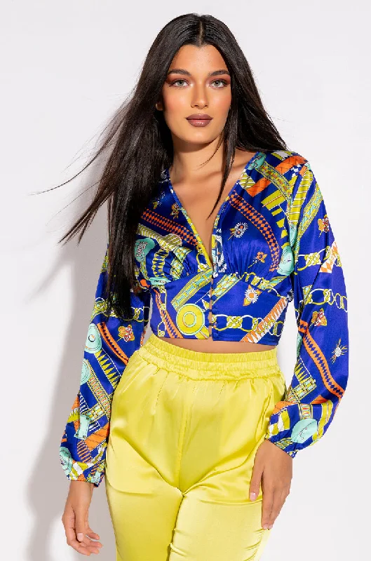 NARA DEEP V BUTTON UP BLOUSE High Neck Blouse