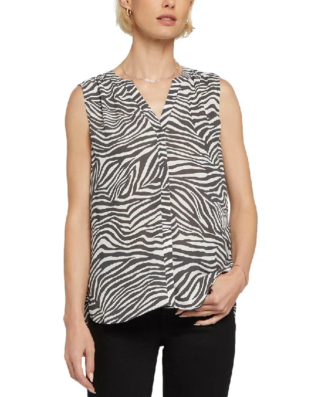 NYDJ Sleeveless Pintuck Blouse Asymmetric Hem Blouse