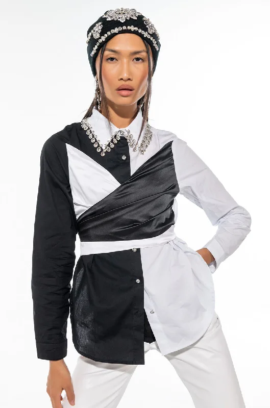 OPPOSITES ATTRACT EMBELLISHED COLLAR BLOUSE Balloon Sleeve Blouse