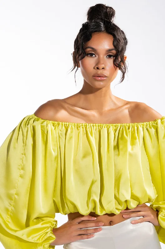 RAYLA OFF THE SHOULDER CROPPED BLOUSE Embroidered Cotton Blouse
