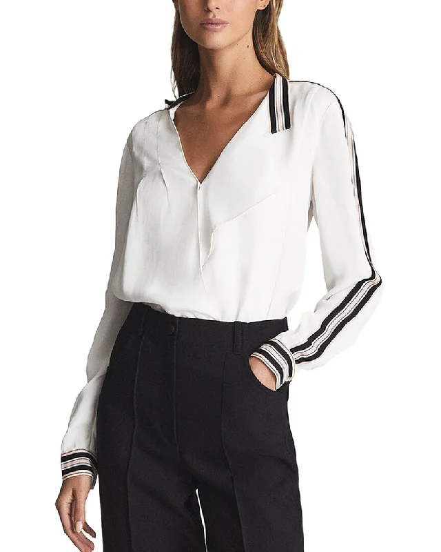 Reiss Calla Color Block Detail Blouse Elegant Lace Blouse
