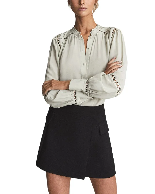 Reiss Kalisa Ladder Embroidery Satin Blouse Double-Layered Blouse