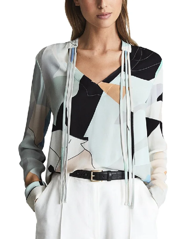 Reiss Rosie Abstract Print Blouse Chic Off-Shoulder Blouse