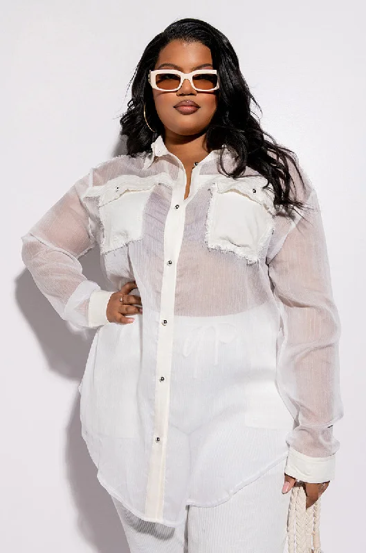 RESORT PLUS ARIA OVERSIZED BUTTON DOWN BLOUSE Polished Work Blouse