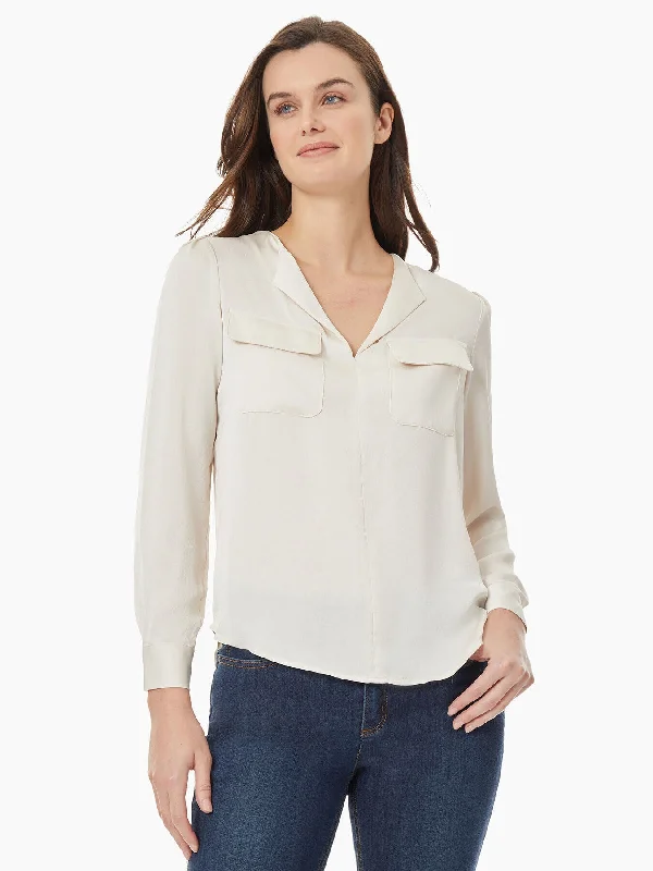Simplified Utility Blouse Elegant Peplum Blouse