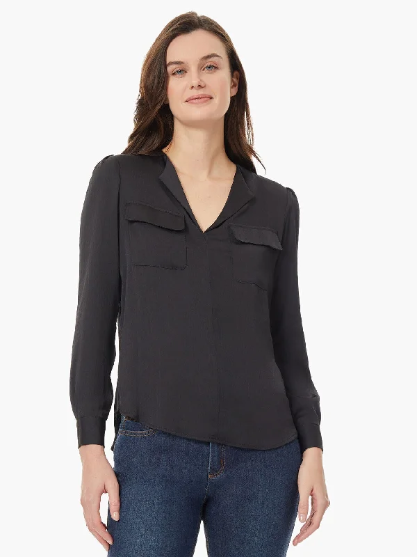 Simplified Utility Blouse Side Tie Blouse