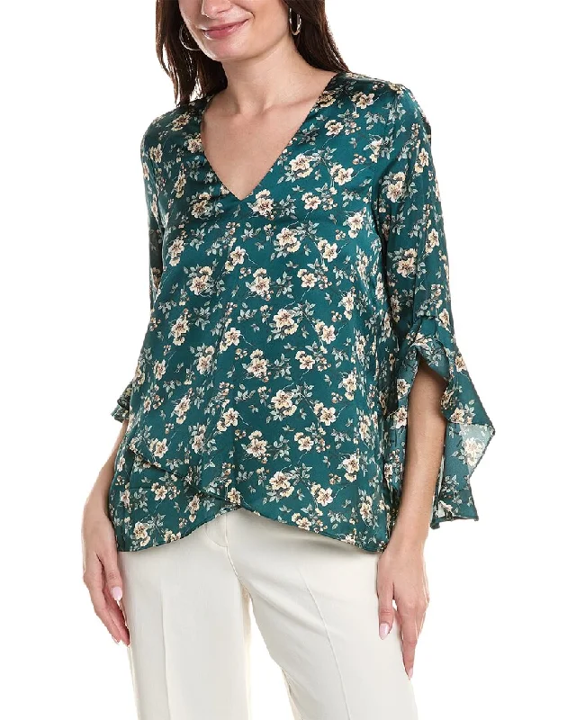 Vince Camuto V-Neck Blouse Elegant Embroidery Blouse