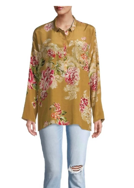 Vintage Rose Mara Blouse In Multi Stretchy Fitted Blouse