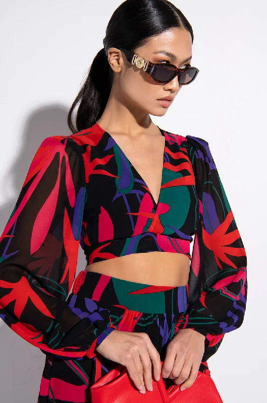WHEN I SEE YA TIE FRONT CROPPED BLOUSE Sleeveless Summer Blouse