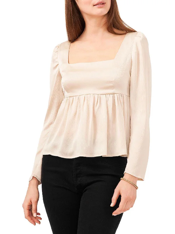 Winter Luxe Womens Square neckline Puff Sleeve Blouse Boho Chic Blouse