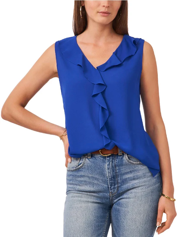 Womens Chiffon Ruffled Blouse Textured Cotton Blouse