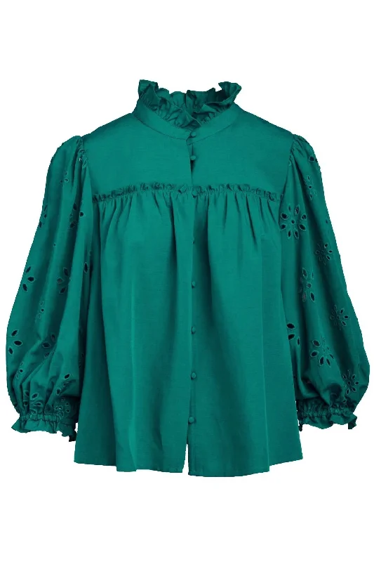 Worth Blouse In Dutch Green Romantic Lace Blouse