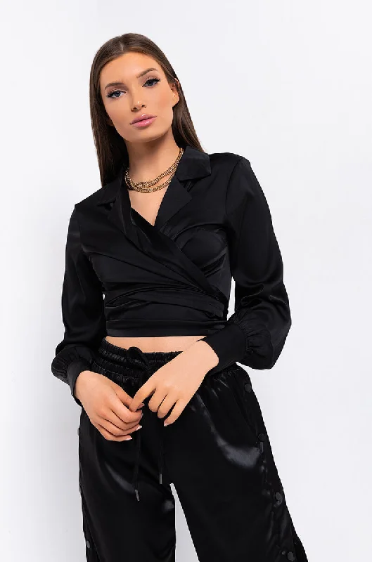 WRAP ME TIE FRONT BLOUSE Chic Ruffle Blouse